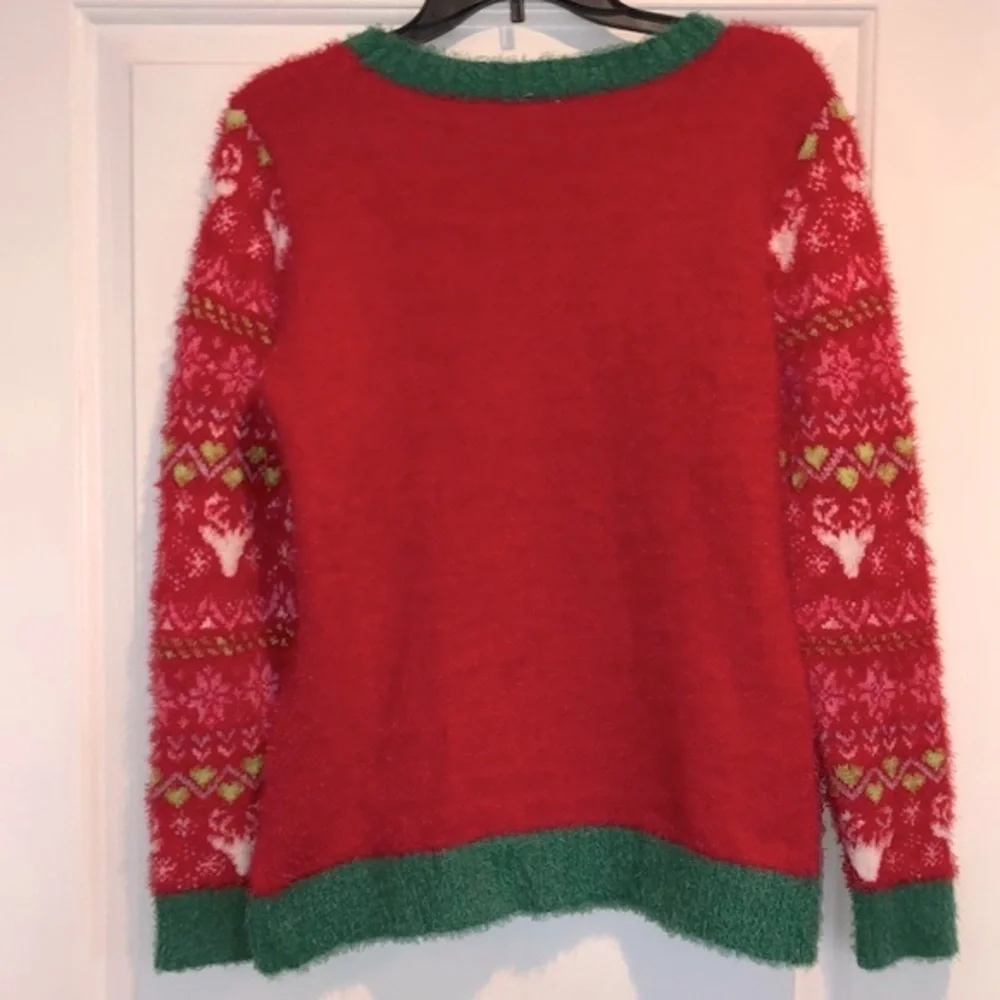 HOLIDAY TIME red reindeer Christmas sweater size XLarge